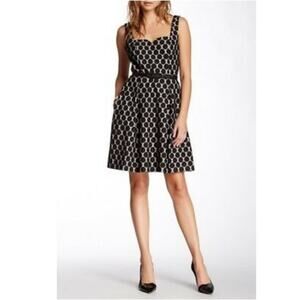 Trina Turk Black Sleeveless Circle Overlay A-Line Dress NO BELT